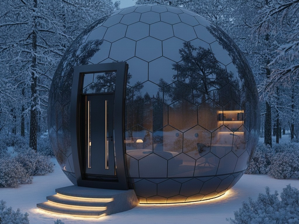 Дизайн фасада купольного дома